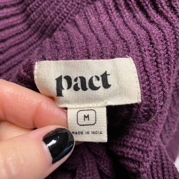 Pact Size M Women's Organic Cotton Sweater Purple Funnel Neck Wide Sleeve - Picture 9 of 9